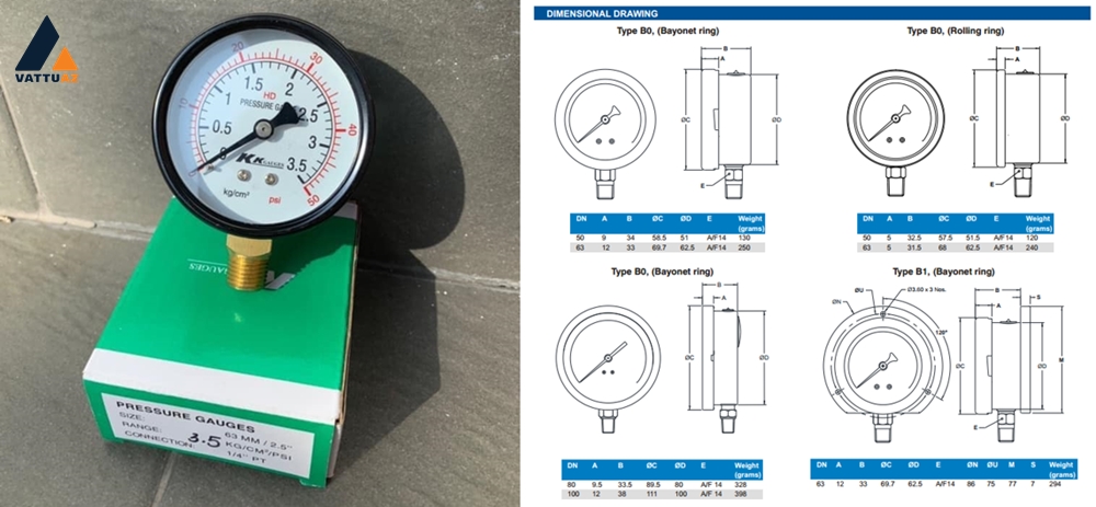 Đặc điểm cấu tạo của đồng hồ đo áp KK 