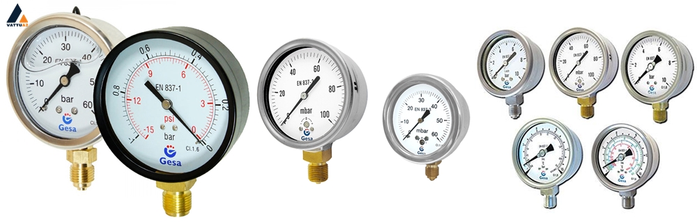 Gesa pressure gauge đa dạng kích thước mặt