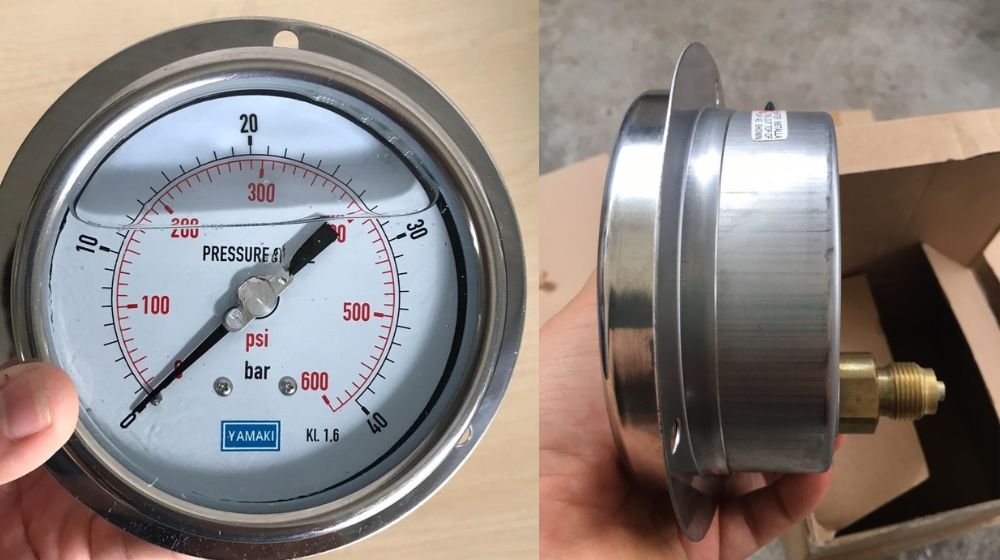 Kết nối chân sau của đồng hồ áp suất vành Yamaki