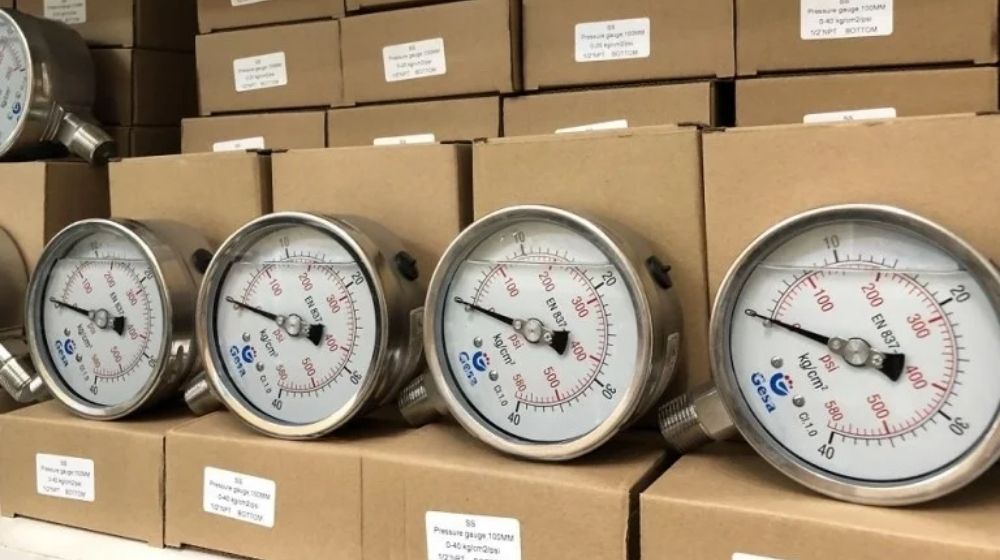Đồng hồ đo áp suất Gesa chân inox 316L đa dạng kích thước mặt