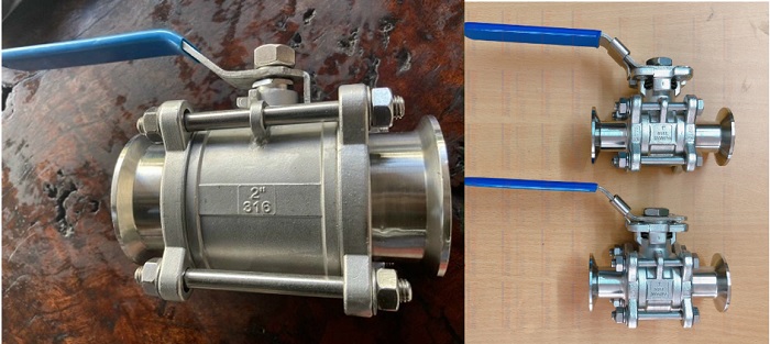 Van bi 3PC vi sinh nối Clamp tay gạt