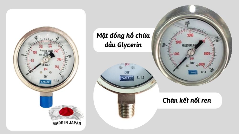 Đặc điểm của đồng hồ áp Yamaki mặt dầu