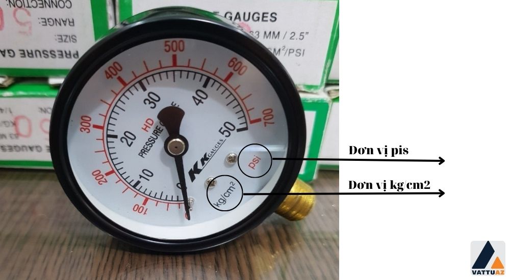 Đồng hồ áp suất KK Gauges chân đứng sử dụng nhiều đơn vị đo