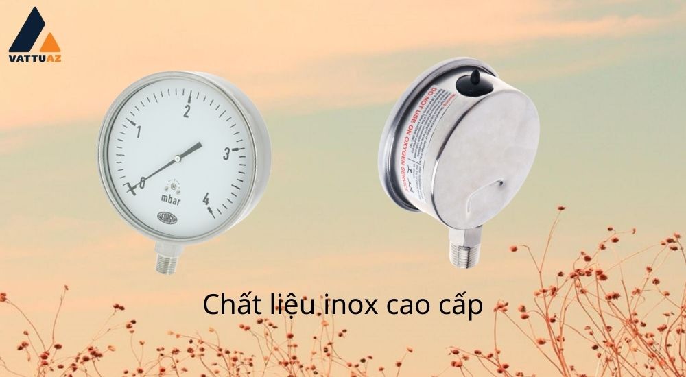 Đồng hồ áp suất Georgin chế tạo từ vật liệu inox