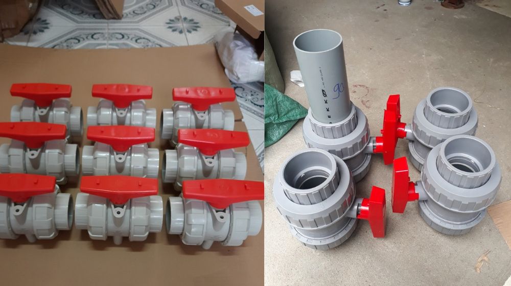 Đa dạng kích cỡ của van bi nhựa UPVC
