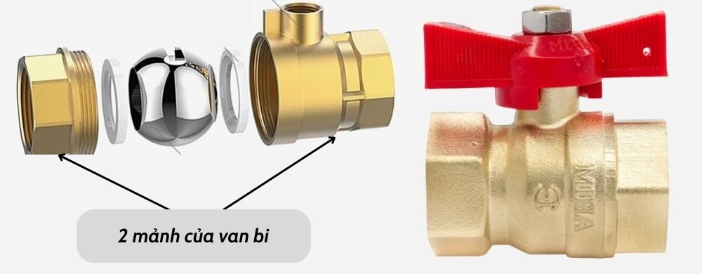 Van bi tay bướm 2 mảnh