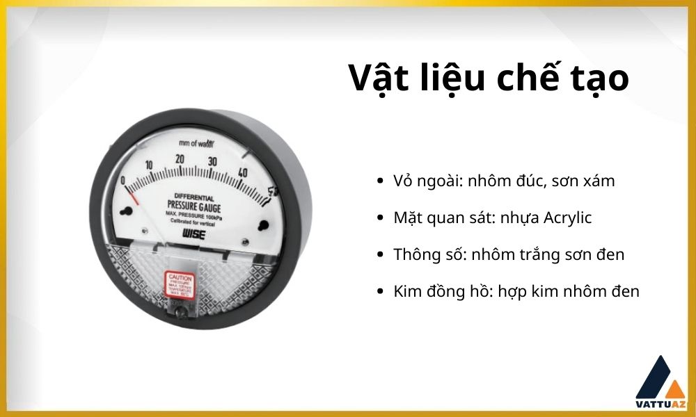 Vật liệu chế tạo đồng hồ áp suất Wise P880