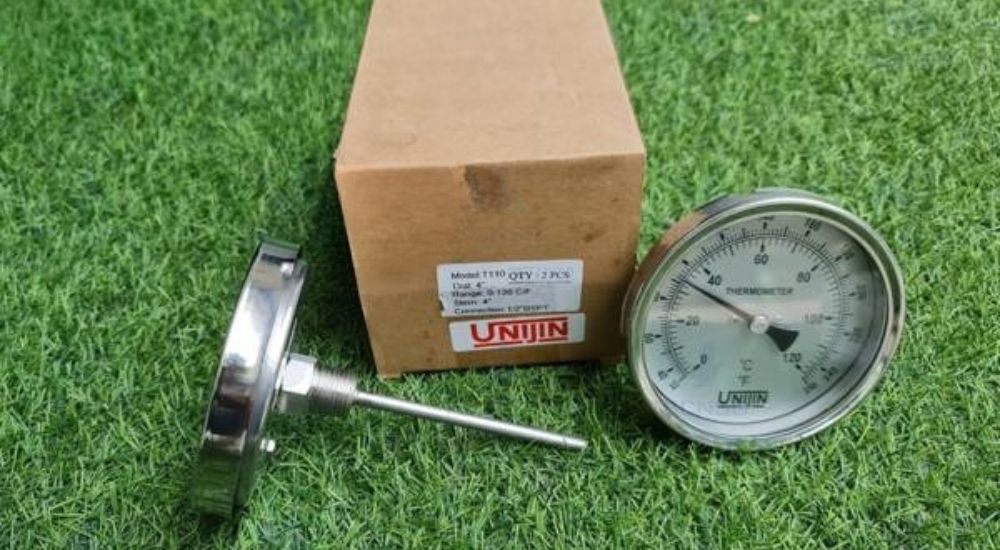4. Đồng hồ nhiệt Unijin vỏ inox chân sau đa dạng ứng dụng