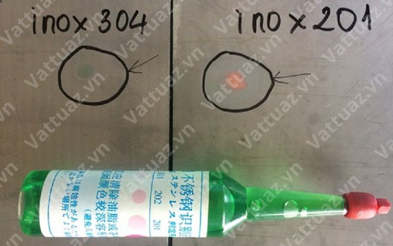 Phân biệt inox 201 và 304 bằng axit