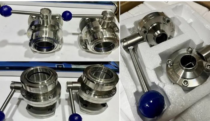 ảnh van bướm vi sinh 1 đầu ren 1 đầu hàn