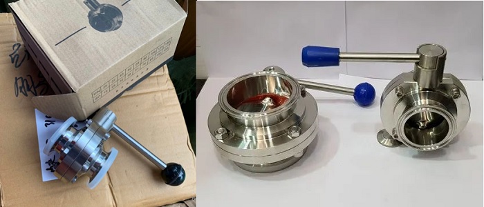 ảnh van bướm vi sinh 1 đầu ren 1 đầu hàn