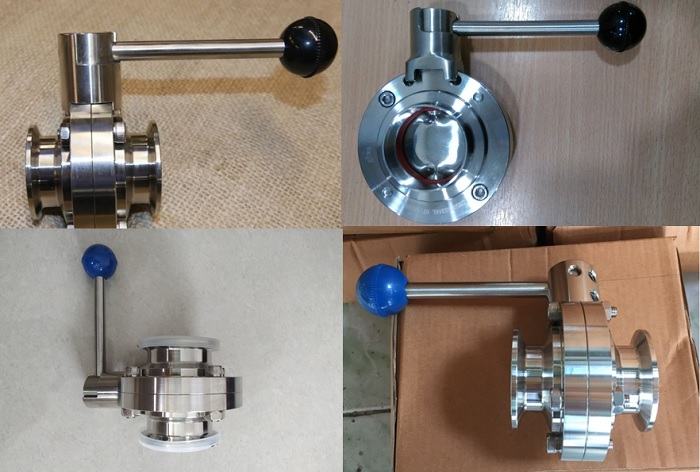 ảnh van bướm vi sinh tay 2 đầu hàn
